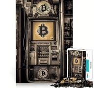 Vintage Bitcoin ATM 1000 Piece Jigsaw Puzzles Mind Challenge Toy High Precision Die Cut Amusing Challenge for Waiting Time (38x26cm)