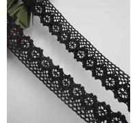 Vintage Black 5 Meters Cotton Crochet Lace Edge Trim Ribbon 2.5 cm Width Edging Trimmings Fabric Embroidered Applique Sewing Craft Wedding Dress Embellishment DIY Cards Decor Clothes Hats Embroidery