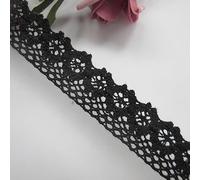 Vintage Black 5 Meters Cotton Crochet Lace Edge Trim Ribbon 2.5 cm Width Edging Trimmings Fabric Embroidered Applique Sewing Craft Wedding Dress Embellishment DIY Cards Decor Clothes Hats Embroidery
