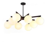 Vintage Black 8-Lights During Light Modern Globe Opaline Glass Hanging Light Irregular Metal Chrome Finish Ceiling Lamp for Living Room Farmhouse-Black 3 Heads (Black 8 head)