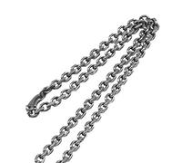 Vintage Black 925 Sterling Silver Anchor Chain Necklace Diamond-Cut Cable Link Chain for Men Women 4 mm 60 cm