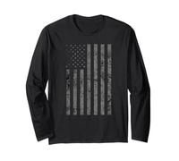 Vintage Black American Flag Long Sleeve T-Shirt