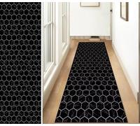 Vintage Black and White NonSlip Rug Runner for Hallway and Kitchen Washable 70 x 500 cm Durable Polyester Carpet Sold by the Metre Adjustable Length