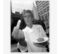 Vintage Black And White Wall Art Anthony Buordain Middle Finger Poster Home Room Wall Decor-Museum Quality Photo Art Canvas Prints Pictures For Bathroom Bedroom Decor