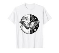 Vintage Black And White Yin Yang Celestial Moth T-Shirt