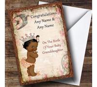 Vintage Black Baby Girl Granddaughter Personalised New Baby Card - Personalised New Baby Card, Congratulations On The, New Baby Girl Baby Boy