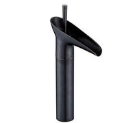Vintage Black Bathroom Basin Tap Tall Waterfall Mixer Faucet Brass Countertop Sink Tap with Hot & Cold Hoses Stylish Mono Faucet for Modern Bathrooms