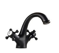 Vintage Black Brass Bathroom Sink Faucet Solid Bronze Double Handle Mixer Tap for Kitchen & Bath Antique Style Robinet for Elegant Home Decor
