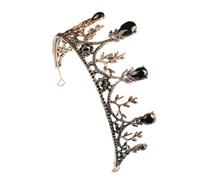 Vintage Black Bridal Crown Crystal Alloy Tiara for Wedding Parties | Lightweight Wear, Crystal Jewel Details, Baroque-inspired Headpiece Ornament