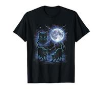 Vintage Black Cat 90s Retro Aesthetic Moonlight Lightning T-Shirt