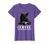 Vintage Black Cat Drinking Coffee Because Murder Is Wrong T-Shirt