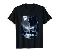 Vintage Black Cat Howling Moon Retro Wilderness Nature Art T-Shirt