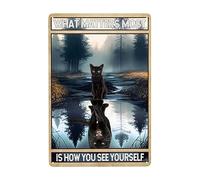 Vintage Black Cat Leopard Sign Metal What Matters Most Is How You See Yourself Tin Sign Funny Wall Decor Inspirational Retro Poster For Apartment Living Room Bedroom Cafe Gifts 8x12in