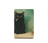 Vintage Black Cat Sitting On A Table Car Air Fresheners 4 Pcs Hanging Scented Cards Fragrance Scented Cards For Car Aromatherapy Tablets