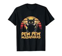 Vintage Black Cat with Guns Pew Madafakas Pew Cat Lovers T-Shirt