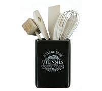 Premier Housewares Vintage Home Utensil Holder with Tools, Black