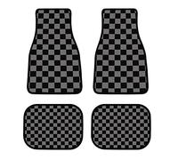 Vintage Black Che-ckered Pattern Car Floor Mat Universal Fit Front/Rear 4 Piece Full Set for SUV Truck Carpet Car Mats Automotive Carpet Interior Decortaive