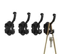 Vintage Black Coat & Towel Hooks Wall Mount 4PCS,Decorative Wall Hooks, Metal for Hanging Coats, Towels, Keys in Entryway, Bathroom, Kitchen, Installation Kit Included,Watch the Installation Video