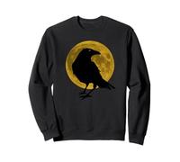 Vintage Black Crow Raven Bird Silhouette Full Harvest Moon Sweatshirt