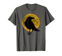 Vintage Black Crow Raven Bird Silhouette Full Harvest Moon T-Shirt