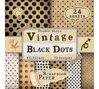 Vintage Black Dots Scrapbook Paper: 24 Double-Sided Sheets with 12 Patterned Designs for Crafting Projects, Scrapbooking, Origami, Decoupage & Junk Journals