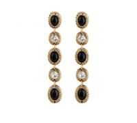 Vintage Black Drop Earrings for Women Long Linear Dangle Rhinestone Statement Jewelry Boho Evening Party Accessories