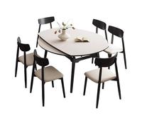 Vintage Black Folding Round Side Table - Telescopic Solid Wood Dining Table & Chairs Set for Small Spaces - Ideal for Living Room, Kitchen, and Household Use