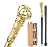 Vintage Black Gold Bulldog Head Walking Cane, 2-Piece Detachable Gentleman’s Decorative Stick, for Party & Collection 93cm(Gold,Double section)