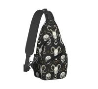 Vintage Black Gold Goat Skull Print Sling Bag for Men Women, Crossbody Bags Chest Bag Daypack Sling Backpack for Travel Hiking