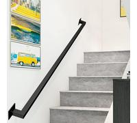 Vintage Black Handrail 7ft Iron Stair Railing for Indoor & Outdoor Use WallMounted Handrails for Stairs Balcony Safety Guardrail Kit 210cm