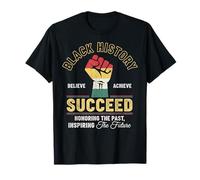 Vintage Black History Month Fist Believe Achieve Succeed T-Shirt