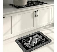 Vintage Black Kitchen Mats for Floor, Scissors and Threads Patterned Soft Mats, All Season Cushioned Comfort Washable Decor Rugs for Kitchen Sinks Laundryroom Bathroom 20x31 Inch