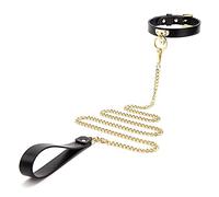 Vintage Black Leather Choker Collar and Leash Set for Women, Bell Collar Choker with Chain Leash Set Soft Faux Leather Necklace for Halloween Gothic Cosplay, One Size, PU, No Gemstone