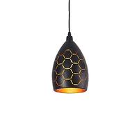 Vintage Black Metal Pendant Light Adjustable Hanging Ceiling Lamp Farmhouse Decor for Kitchen Hollow Design Stylish Lighting Fixture for Home Interior