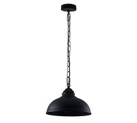 Vintage Black Pendant Light 29cm Metal Dome Hanging Lamp Shade With Chain