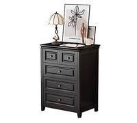 Vintage Black Solid Wood 5-Drawer Dresser - Large Capacity Storage Chest for Bedroom & Living Room Stylish Chest of Drawers Nightstand Cabinet