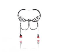 Vintage Black Spider Web Hoop Earrings for Women Crystal Red CZ Animal Chain Tassel Dangle Drop Stud Earrings Open Huggies Personalized Halloween Party Jewelry Gifts for Wife Mom