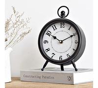 Vintage Black Table Clock on Stand, Decorative Desk and Shelf Clock, Rustic Mantel Clock Farmhouse Clock Non-Ticking