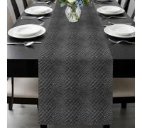 Vintage Black Table Runner 13x120 Inches Long Retro Classic Art Black Faux Leather Animal Leather Cotton Linen Table Runner Burlap Style for Dinner Table Party Decor Tabletop Decorations