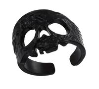 Vintage Black Thai Silver Skull Rings Adjustable Gothic Jewelry for Halloween Parties and Daily Outfits Black Alloy Skull Designs