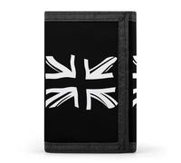 Vintage Black Union Jack British Flag Trifold Wallets Slim Credit Card Holder Wallet Coin Purse Front Pocket Wallets for Men