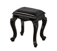 Vintage Black Velvet Stool - Stylish Ottoman Seat with PU Padding & Black Legs - Modern Square Design for Living Room Bedroom or Office Decor