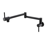 Vintage Black Wall-Mounted Kitchen Faucet, Universal Cold Water Brass Tap with Dual Handles, Telescopic Pot Filler for Sinks, para Cocina.