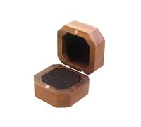 Vintage Black Walnut Solid Wood Jewelry Box Style Portable Wooden Ring Square for Proposal, Wedding(Color06)