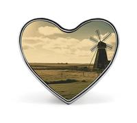 Vintage Black Windmill on The Prairie Button Pin Heart Shape Alloy Lapel Pins Badges Novelty Funny Enamel Pins Personalized Pinback Button Badges Cute Heart Brooche for Jackets Bags