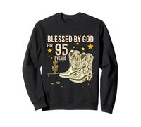 Vintage Blessed By God For 95 Years Cowboy 95th Birthday Men Sweatshirt