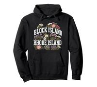 Vintage Block Island Rhode Island Botanical Floral Travel Pullover Hoodie