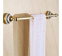 Vintage Blue and White Porcelain Towel Holder, Stainless Steel Single Pole Bathroom Hanger, Gold-Plated, Polished Design for Hotels and Home Decor