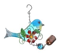 Vintage Blue Bird Wind Chime Decor Iron and Glass