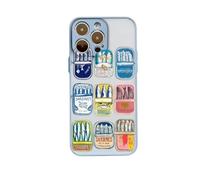 Vintage Blue Fish Collage Sardine Tin Aesthetic Y2K TPU Custom Compatible With iPhone 7 7S 8 SE 2020 X XR XS 11 12 13 14 15 16 16E 17 Air Pro Max Plus Mini Case Design Personalised Name Cover Silicone